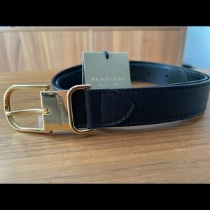 Burberry Black Leather Gold Buckle Belt-Brand New